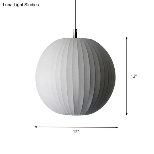 Minimalist White Fabric Pendant Light For Dining Room - Available In 12/16 Width