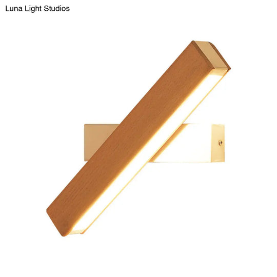 Minimalist Wood Bedside Wall Lamp - Rotating Rectangle Design Led 8.5/12 Width