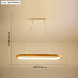 Minimalist Wood Island Pendant Led Ceiling Light - Modern Elliptic Design For Living Room