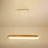 Minimalist Wood Island Pendant Led Ceiling Light - Modern Elliptic Design For Living Room / 35.5
