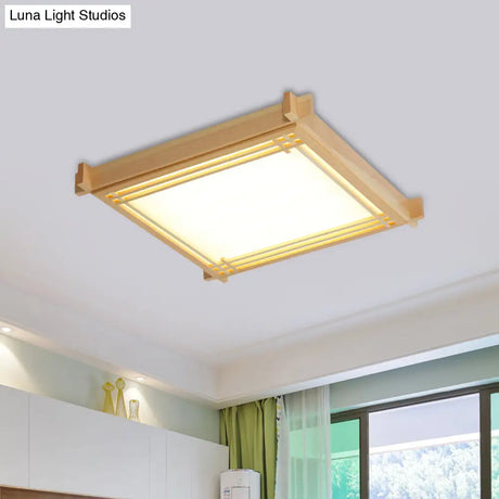 Minimalist Wood Oblong Led Ceiling Light In Beige - 3 Sizes (14’/19.5’/23’) Warm/White