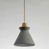 Minimalist Wood Pendant Hanging Light: 1-Head Conical Cement Shade For Dining Room Grey / 9