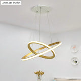 Minimalist Wood Rings Chandelier Pendant Light – Beige Led 21’/25’ Width