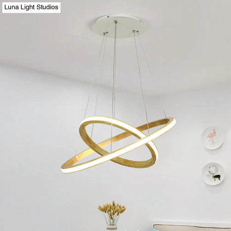 Minimalist Wood Rings Chandelier Pendant Light – Beige Led 21’/25’ Width
