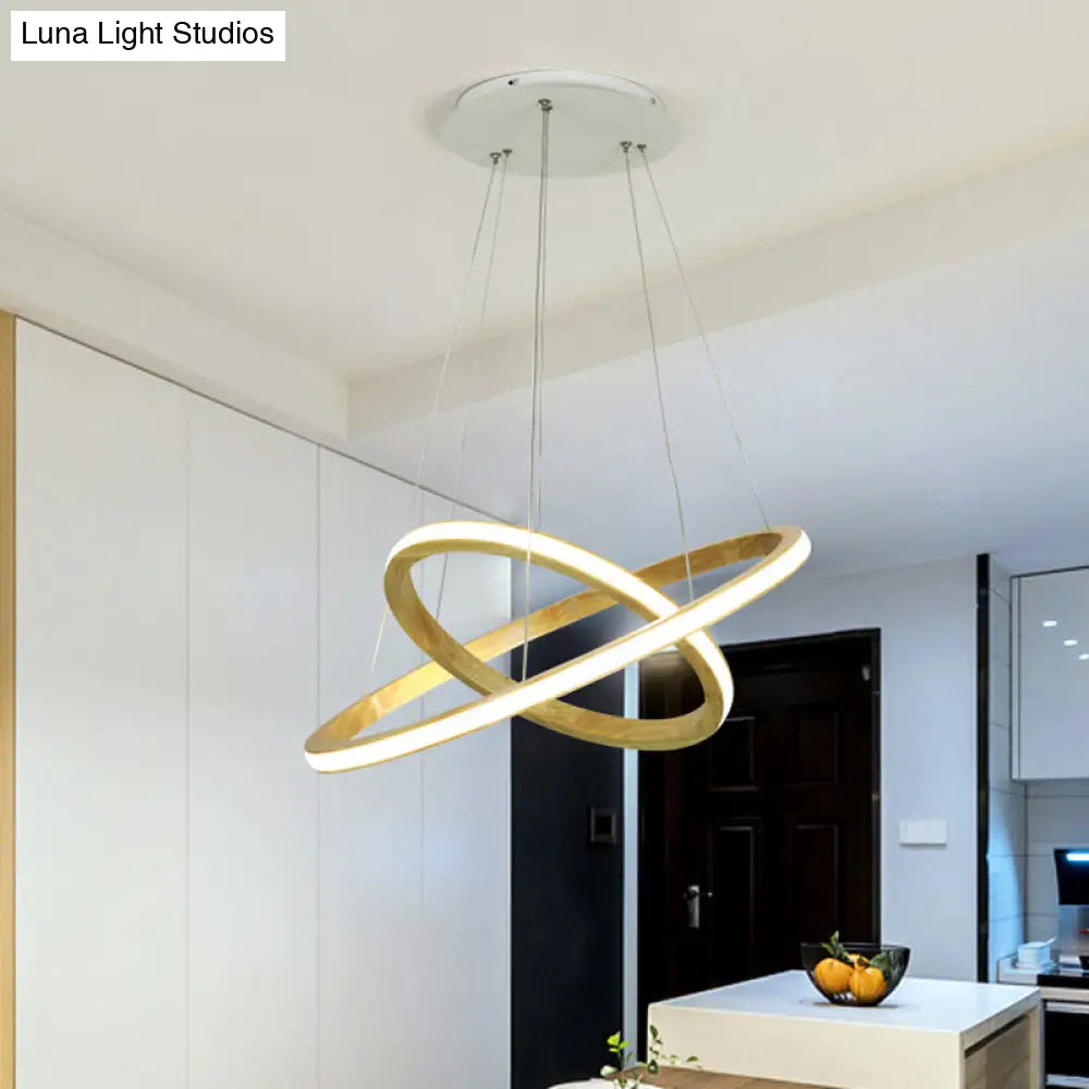 Minimalist Led Wood Rings Chandelier In Beige 21/25 Width / 21