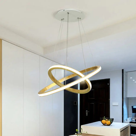 Minimalist Wood Rings Chandelier Pendant Light – Beige Led 21’/25’ Width / 21’