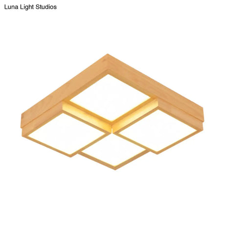 Minimalist Wooden Led Flush Mount Ceiling Light For Living Room - Check Fixture