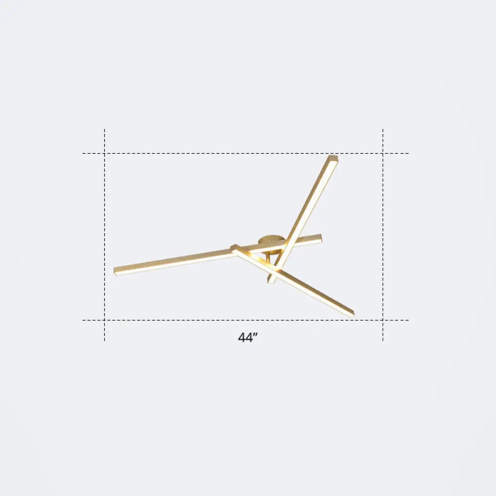 Minimalistic Acrylic Led Ceiling Mount Lamp For Living Room: Radial Flush Light Fixture 3 / Gold