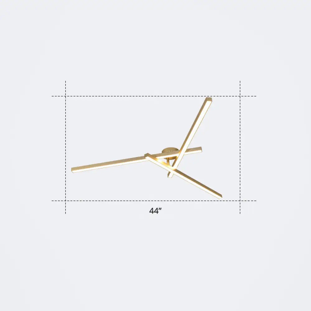 Minimalistic Acrylic Led Ceiling Mount Lamp For Living Room: Radial Flush Light Fixture 3 / Gold