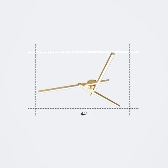 Minimalistic Acrylic Led Ceiling Mount Lamp For Living Room: Radial Flush Light Fixture 3 / Gold