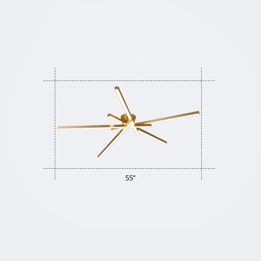 Minimalistic Acrylic Led Ceiling Mount Lamp For Living Room: Radial Flush Light Fixture 5 / Gold