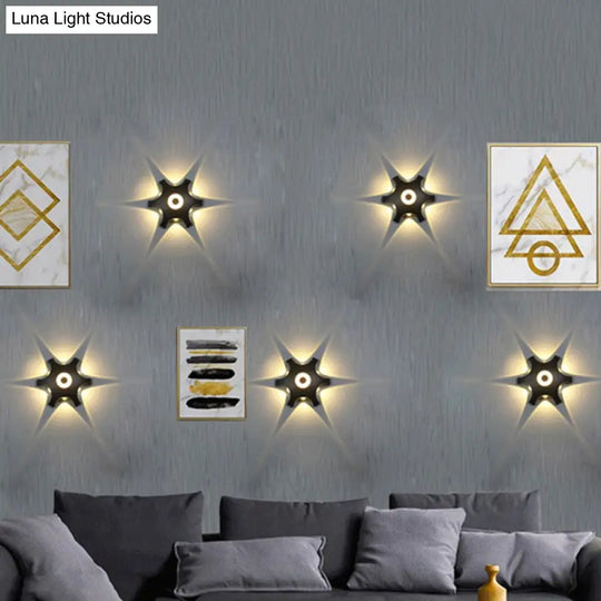 Minimalistic Black Aluminum Balcony Led Wall Sconce Lamp: Gear Shaped Lighting Fixture