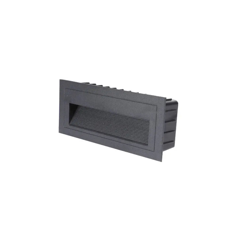 Minimalistic Black Aluminum Led Footlight For Stairway - Quadrilateral Recessed Wall Light / Large