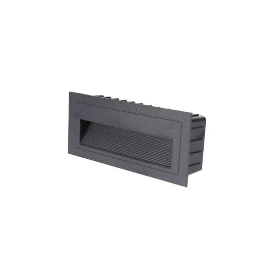 Minimalistic Black Aluminum Led Footlight For Stairway - Quadrilateral Recessed Wall Light / Large
