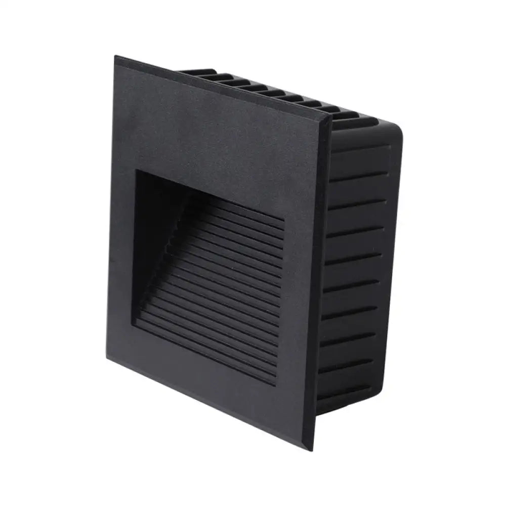 Minimalistic Black Aluminum Led Footlight For Stairway - Quadrilateral Recessed Wall Light / Large