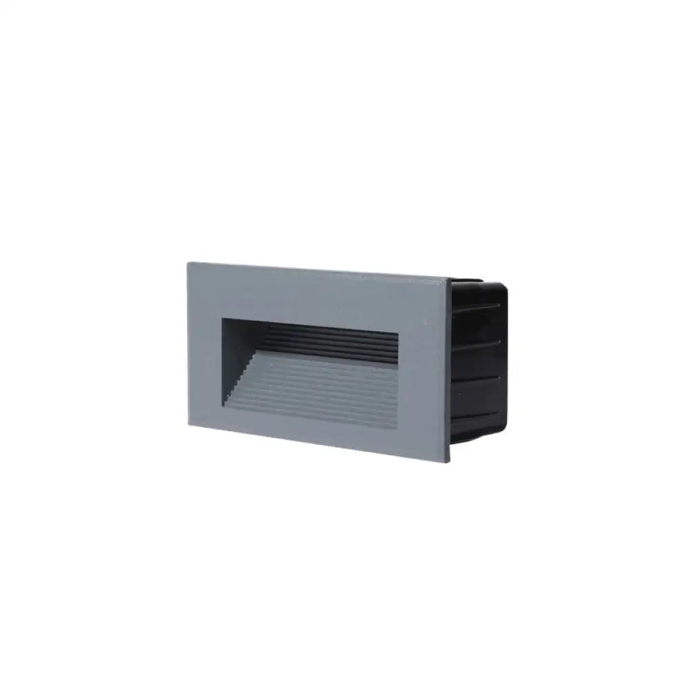 Minimalistic Black Aluminum Led Footlight For Stairway - Quadrilateral Recessed Wall Light / Small