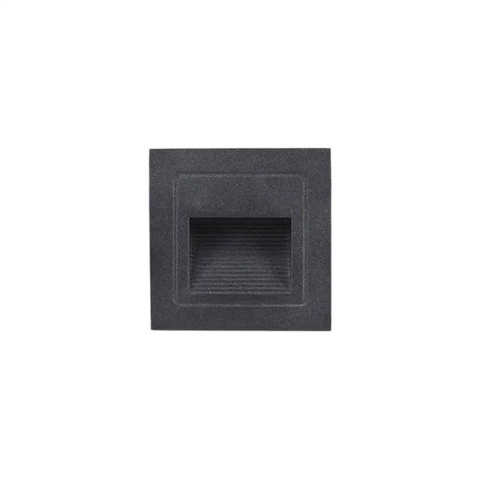 Minimalistic Black Aluminum Led Footlight For Stairway - Quadrilateral Recessed Wall Light / Small