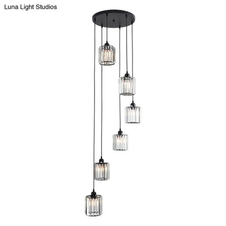 Minimalistic Black Geometric Prismatic Crystal Ceiling Light For Staircase