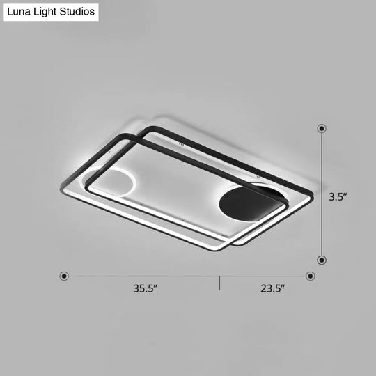 Minimalistic Black Led Acrylic Parallelogram Ceiling Light For Bedroom Semi Flush Mount / 35.5’