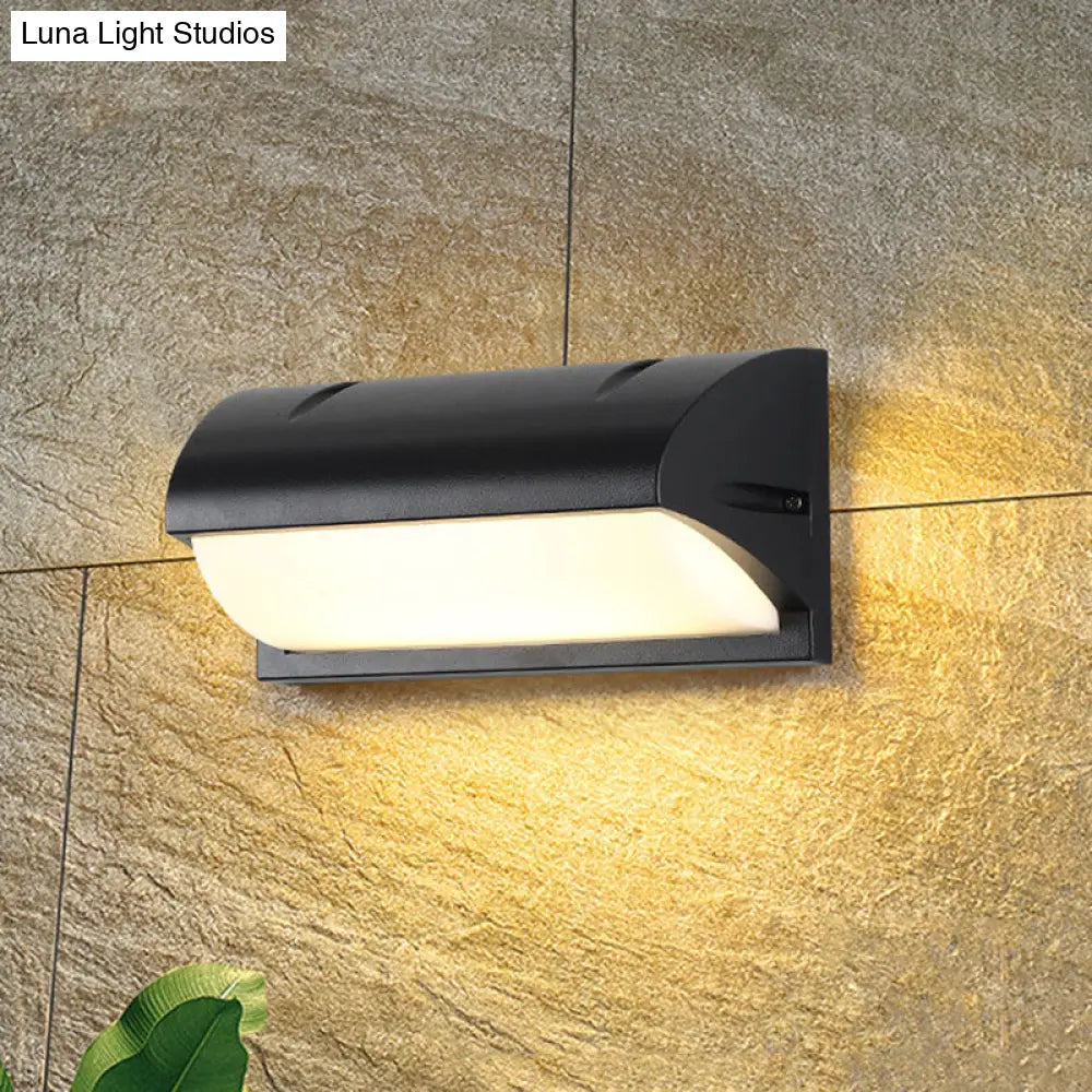 Minimalistic Black Wall Sconce Lamp - Metal Led Lighting Fixture For Outdoor Spaces