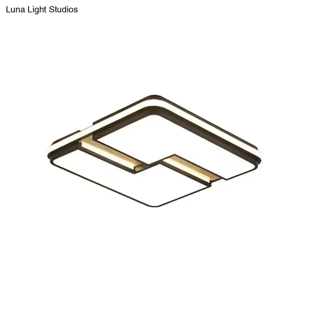 Minimalistic Black & White Led Flushmount Ceiling Light With Split Design And Multi-Color Options