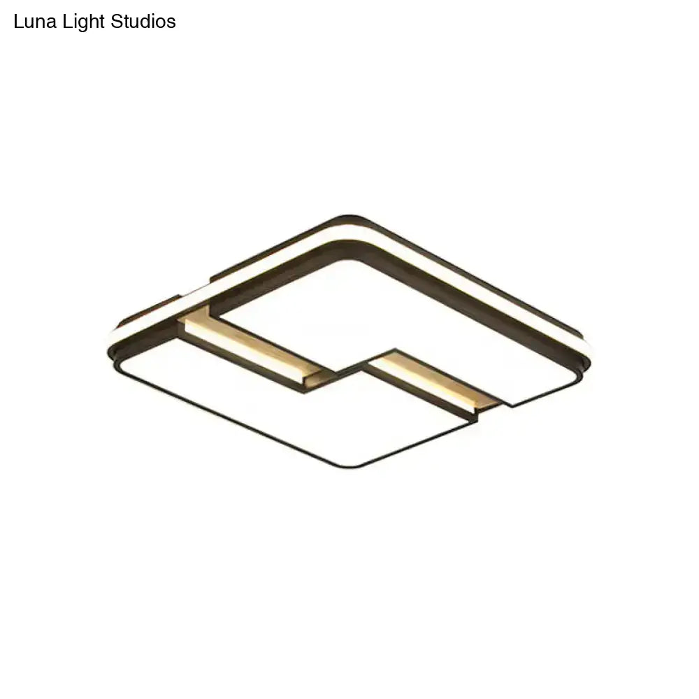 Minimalistic Black & White Led Flushmount Ceiling Light With Split Design And Multi-Color Options
