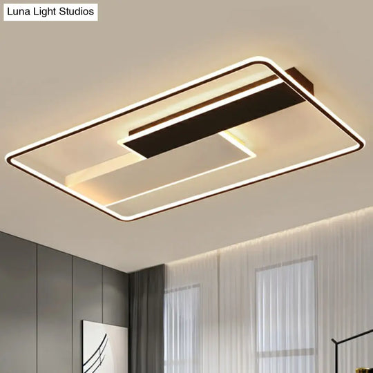 Minimalistic Black - White Metal Flushmount Led Ceiling Light