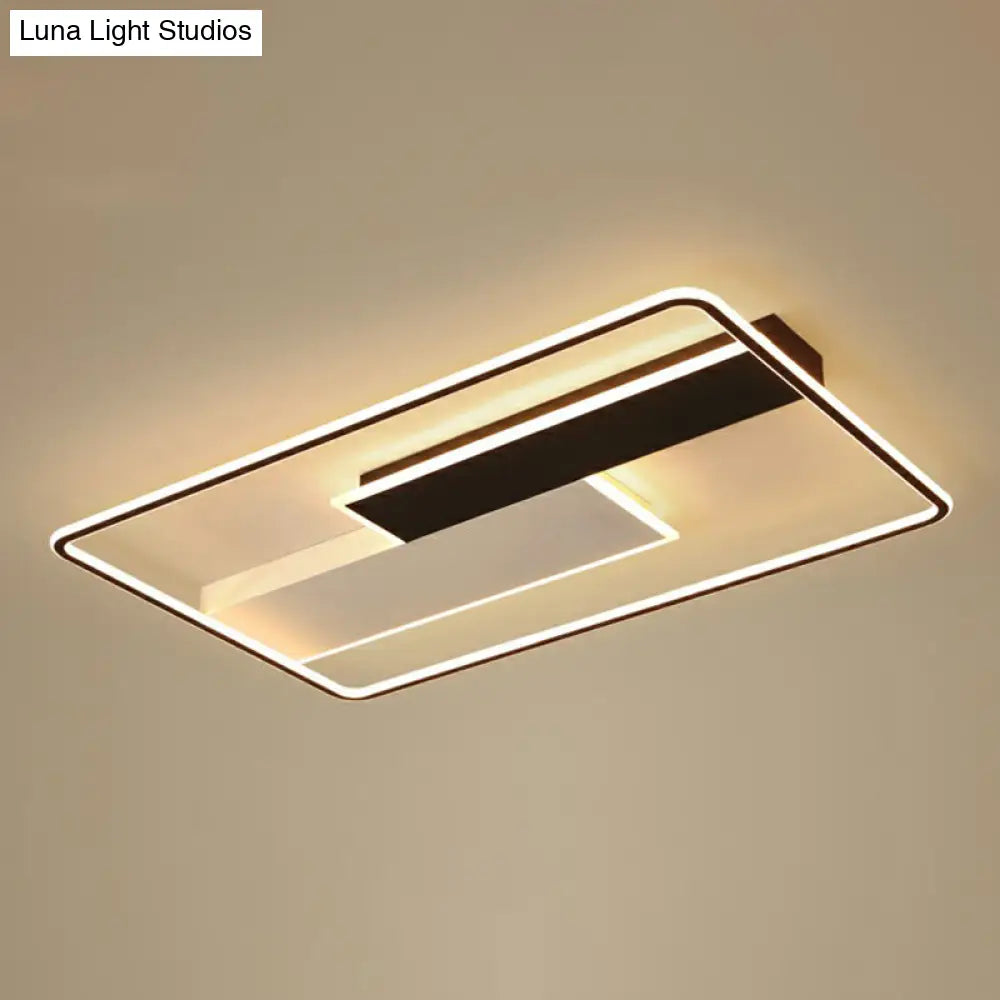 Minimalistic Black - White Metal Flushmount Led Ceiling Light