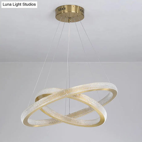 Minimalistic Brass Led Chandelier Light With Acrylic Suspension - 1/3/4-Tier Circle Design