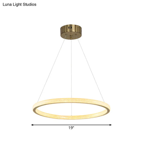 Minimalistic Brass Led Chandelier Light With Acrylic Suspension - 1/3/4-Tier Circle Design