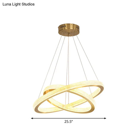 Minimalistic Brass Led Chandelier Light With Acrylic Suspension - 1/3/4-Tier Circle Design