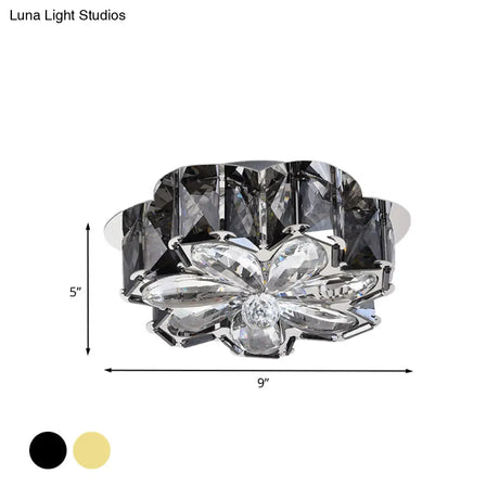 Minimalistic Crystal Flower Ceiling Lamp With Led Flush Mount