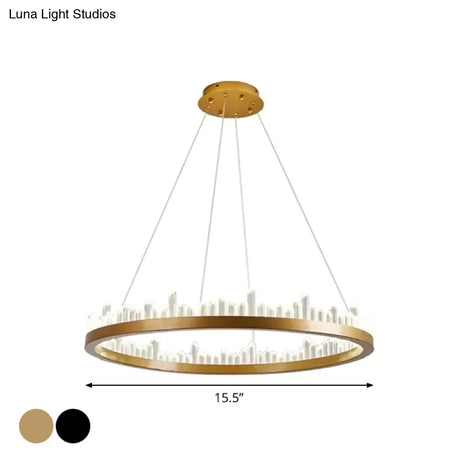 Minimalistic Crystal Led Chandelier: Small/Medium/Large Circle Hanging Lamp For Dining Room In