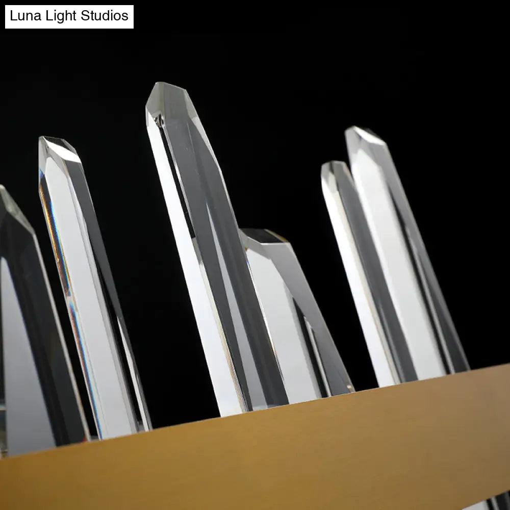 Minimalistic Crystal Led Sconce For Bedroom Wall Gold Finish Stick Shape