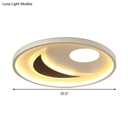 Minimalistic Geometric Acrylic Ceiling Mount Led Flush Light - Black & White-16.5’/20.5’ Wide