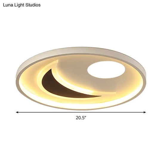 Minimalistic Geometric Acrylic Ceiling Mount Led Flush Light - Black & White-16.5/20.5 Wide Remote