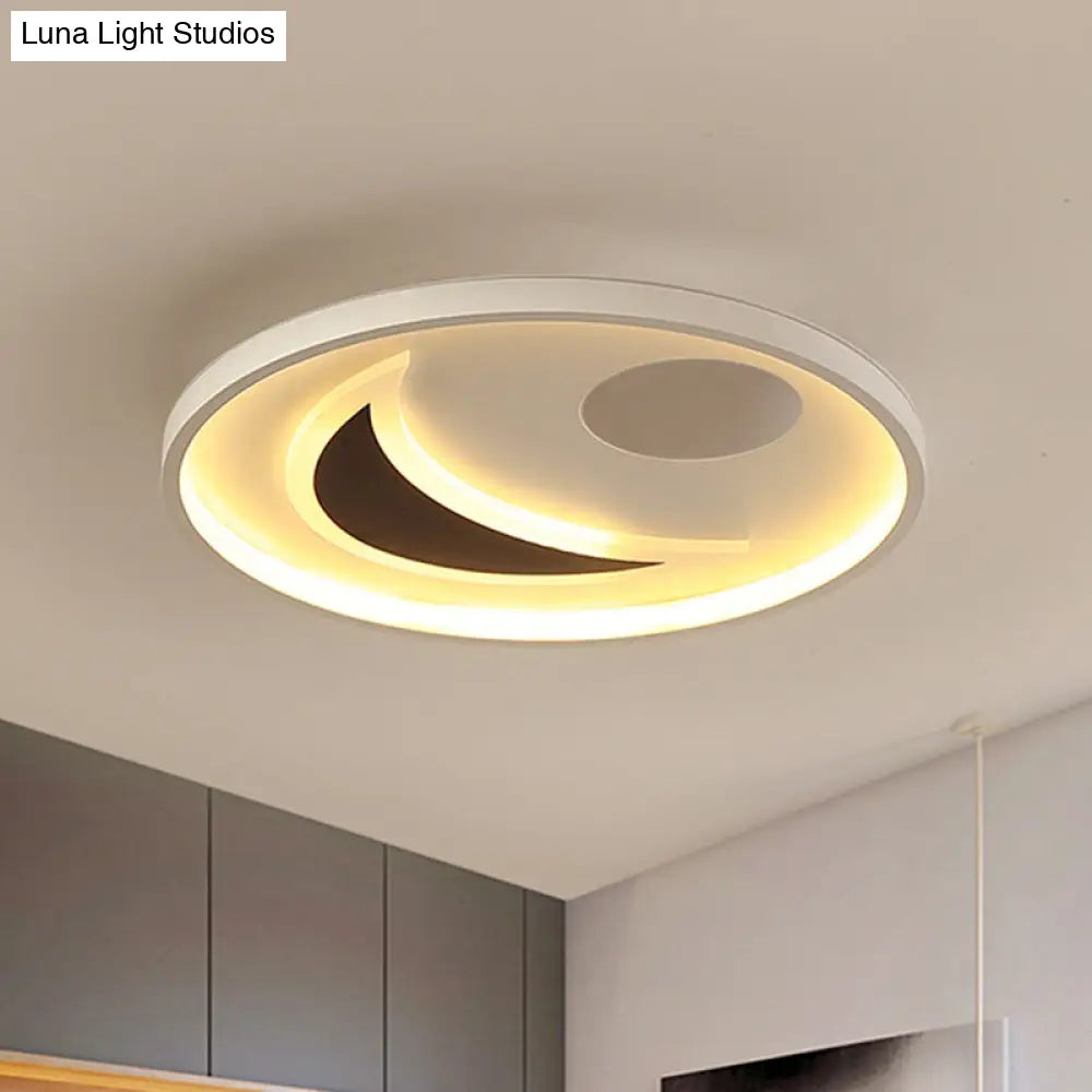 Minimalistic Geometric Acrylic Ceiling Mount Led Flush Light - Black & White-16.5/20.5 Wide Remote