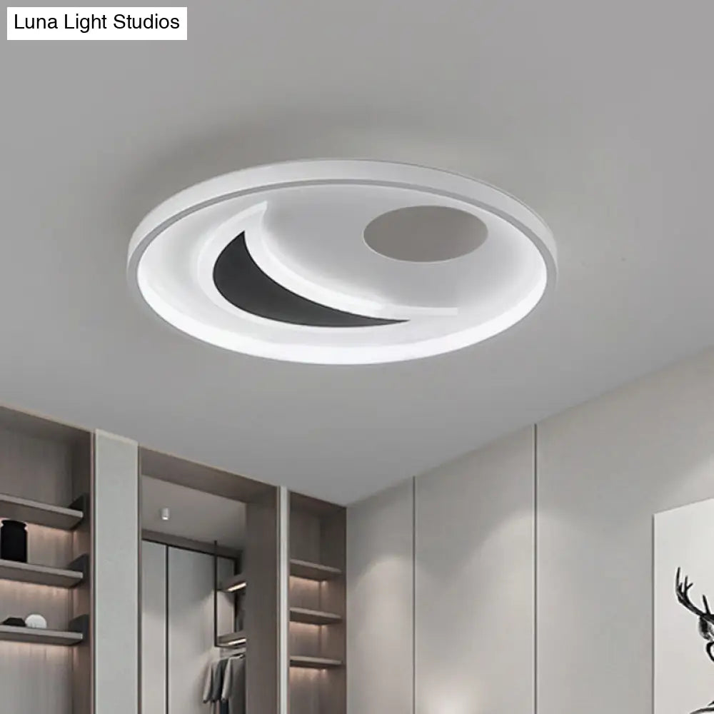 Minimalistic Geometric Acrylic Ceiling Mount Led Flush Light - Black & White-16.5/20.5 Wide Remote