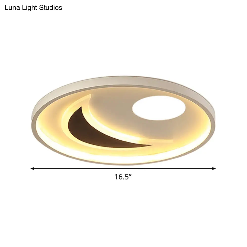 Minimalistic Geometric Acrylic Ceiling Mount Led Flush Light - Black & White-16.5’/20.5’ Wide