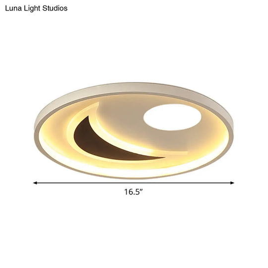 Minimalistic Geometric Acrylic Ceiling Mount Led Flush Light - Black & White-16.5/20.5 Wide Remote