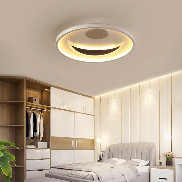 Minimalistic Geometric Acrylic Ceiling Mount Led Flush Light - Black & White-16.5/20.5 Wide Remote