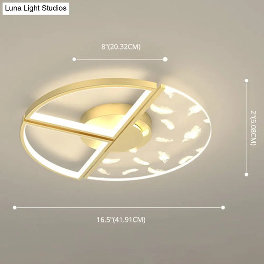 Minimalistic Gold Bedroom Ceiling Light With Geometric Acrylic Shade - Led Flush Mount