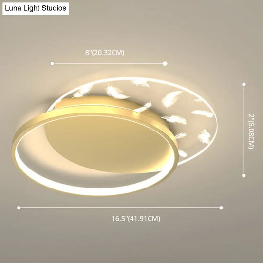 Minimalistic Gold Bedroom Ceiling Light With Geometric Acrylic Shade - Led Flush Mount