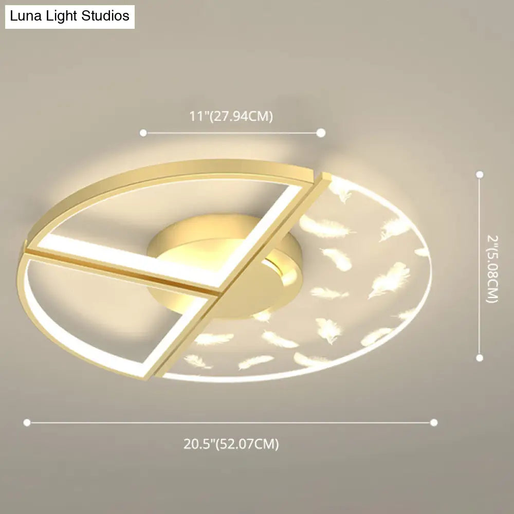 Minimalistic Gold Bedroom Ceiling Light With Geometric Acrylic Shade - Led Flush Mount