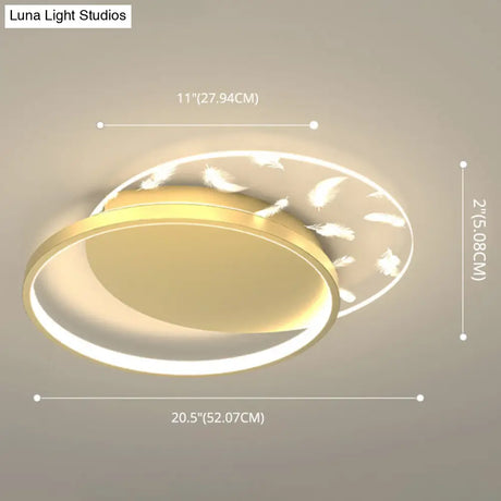 Minimalistic Gold Bedroom Ceiling Light With Geometric Acrylic Shade - Led Flush Mount
