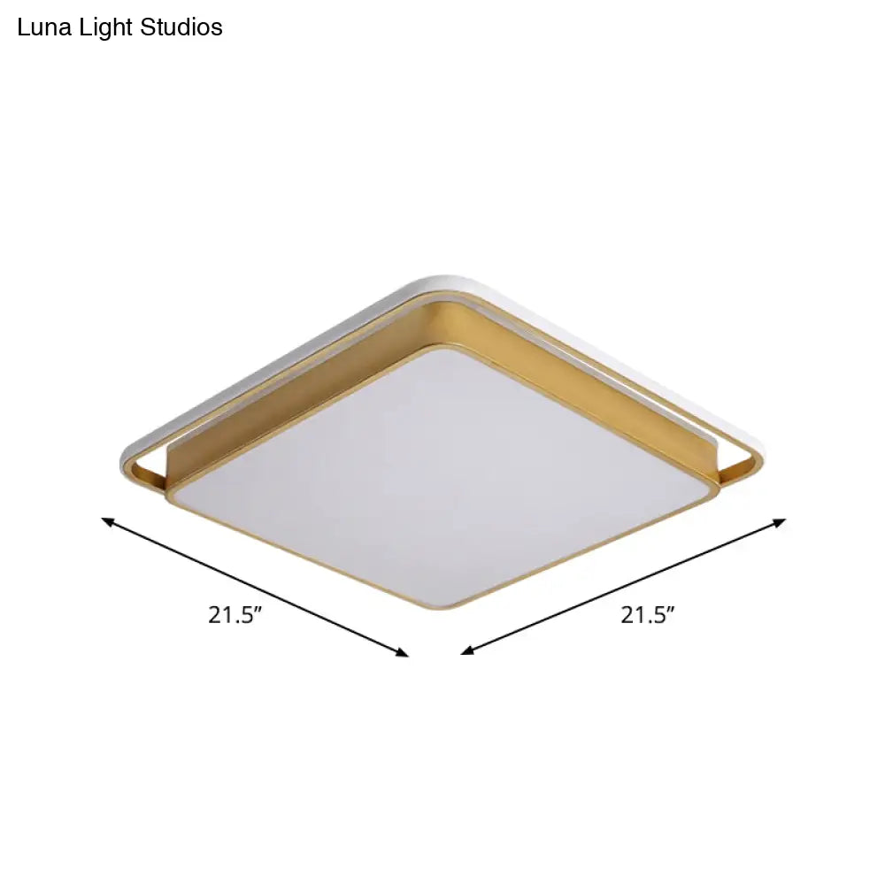 Minimalistic Gold Led Ceiling Fixture With Flush Mount Acrylic Frame 18/21.5 Wide