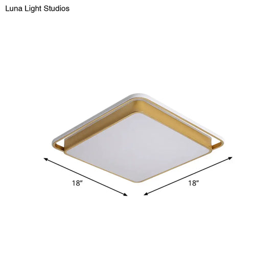 Minimalistic Gold Led Ceiling Fixture With Flush Mount Acrylic Frame 18/21.5 Wide