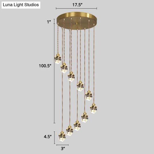 Minimalistic Gold Spiral Cluster Pendant Light For Living Room 10 / Diamond