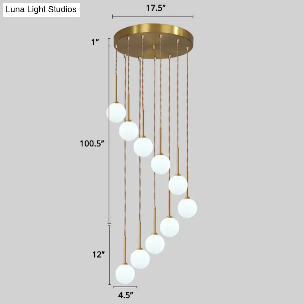 Minimalistic Gold Spiral Cluster Pendant Light For Living Room 10 / Globe