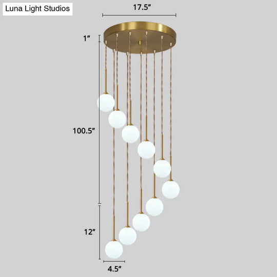 Minimalistic Gold Spiral Cluster Pendant Light For Living Room 10 / Globe